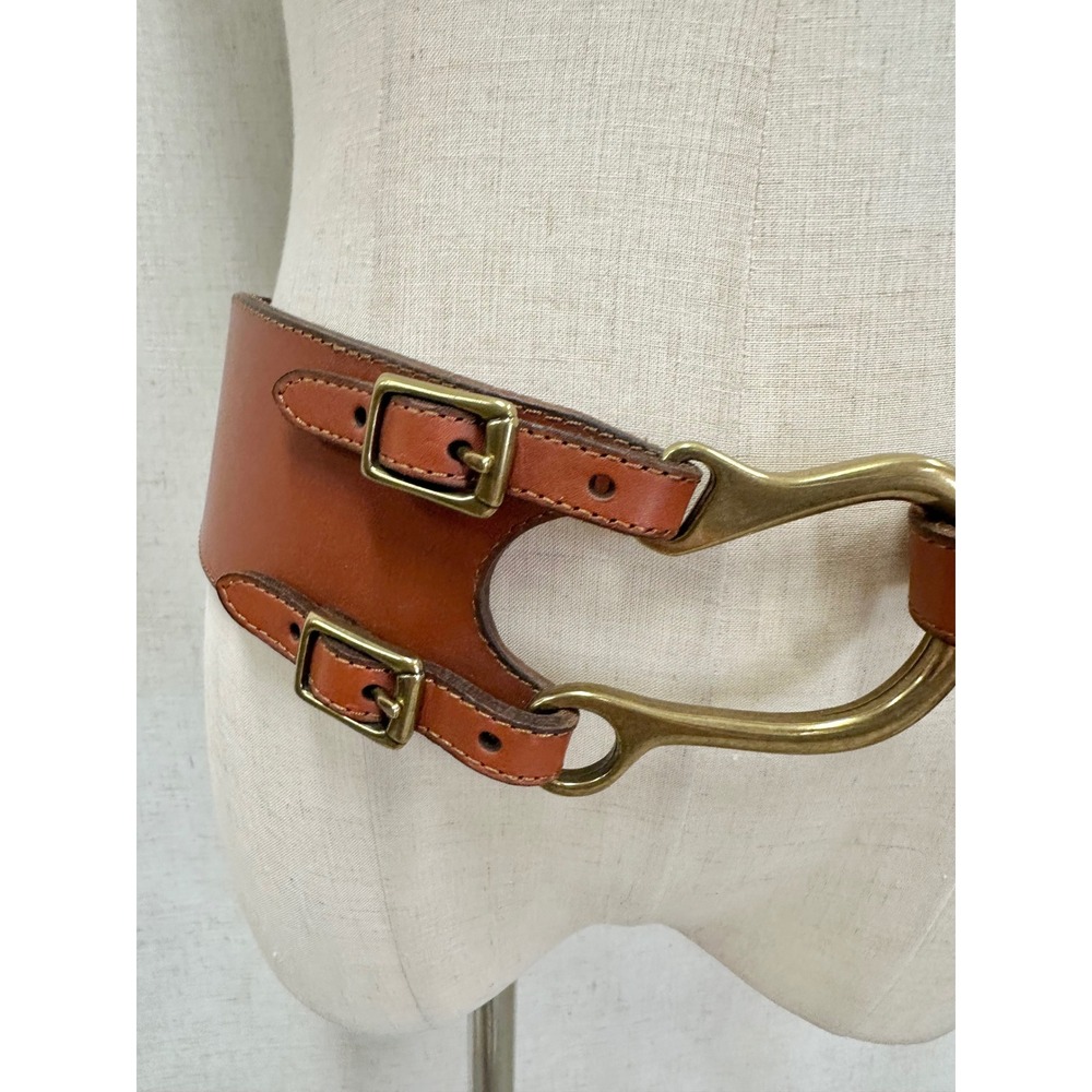 Lauren Ralph Lauren Brown Leather Equestrian Hook Buckle Waist Belt Womens S - Picture 9 of 13